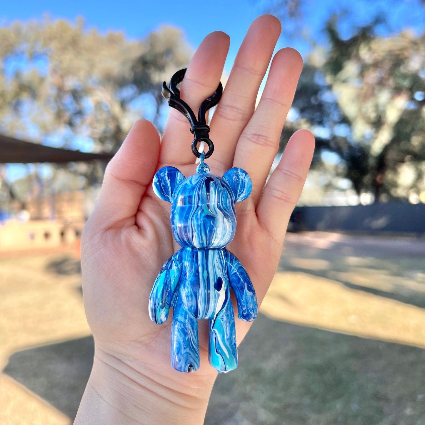 Mermaid Land Official Blue, Sky Blue, and White DIY Fluid Bear Keychain Kit