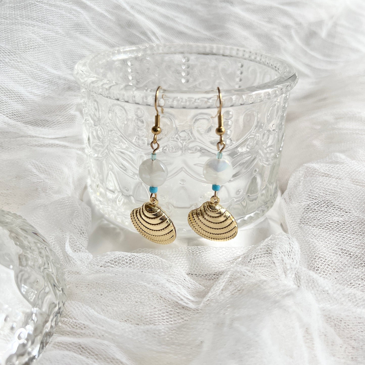 Mermaidland.offical Earrings Blue Shell Gold Little Blue Shell