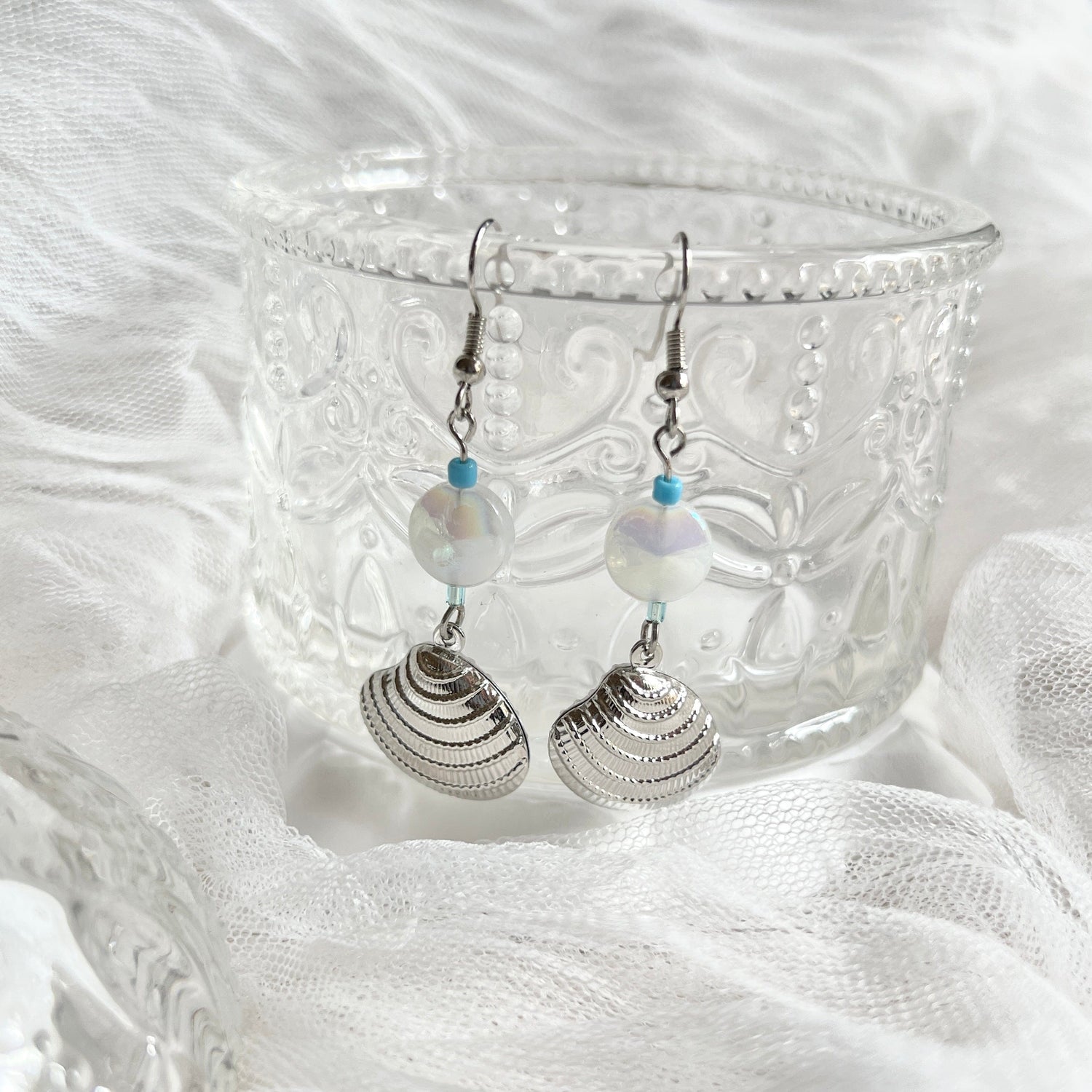 Mermaidland.offical Earrings Blue Shell silver Little Blue Shell