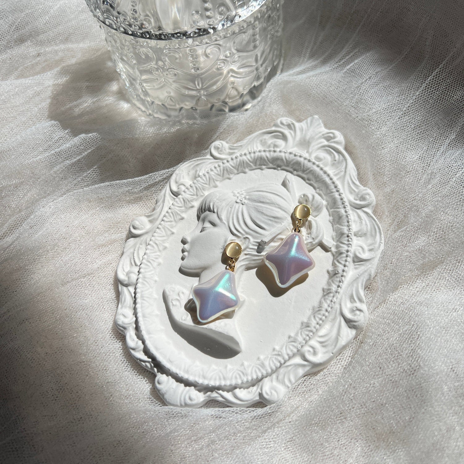 Mermaidland.offical Earrings Cats Eye With Mabe Pearl