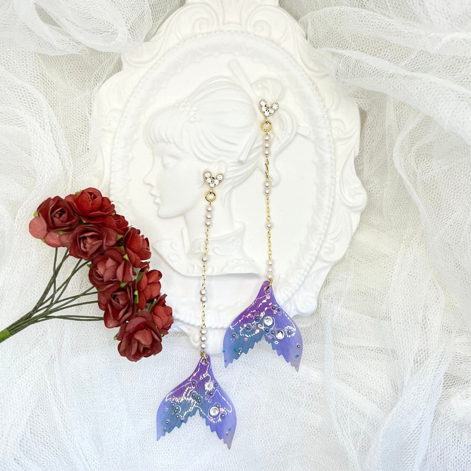 Mermaidland.offical Earrings Purple Bling Mermaid Tail